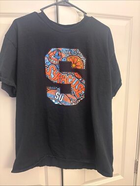 Mens Black Syracuse Graphic Tee - Orange & Blue S Design